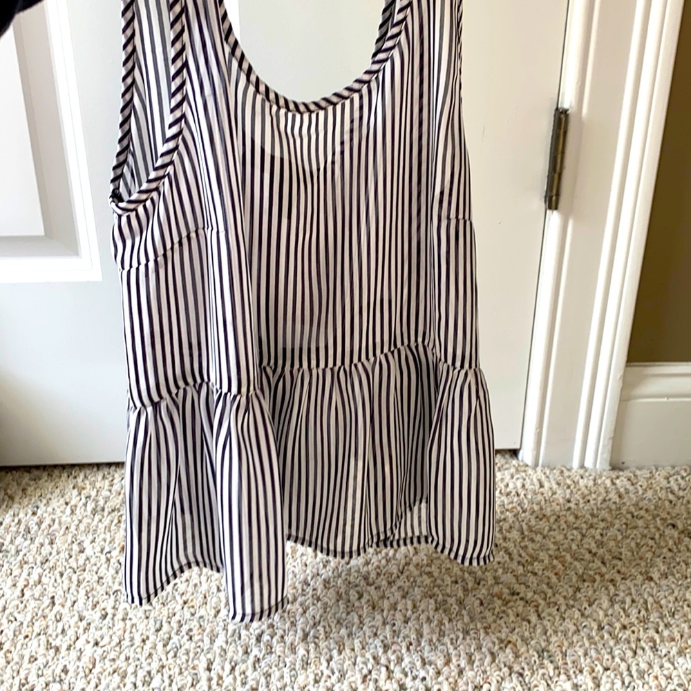 Navy and white striped tank